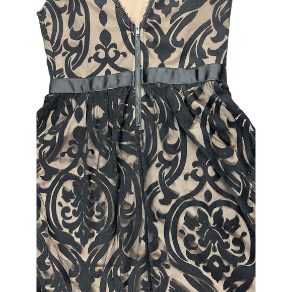 Soieblu Black Lace Overlay Beige Lining Dress Size Medium Romantic Whimsigoth - Picture 8 of 16